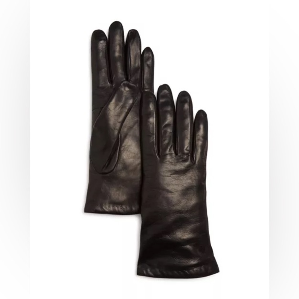 Black cashmere-lined leather gloves